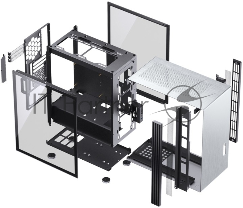 Корпус JONSBO U6 Silver без БП, боковые панели из закаленного стекла, mini-ITX, micro-ATX, ATX, серебристый