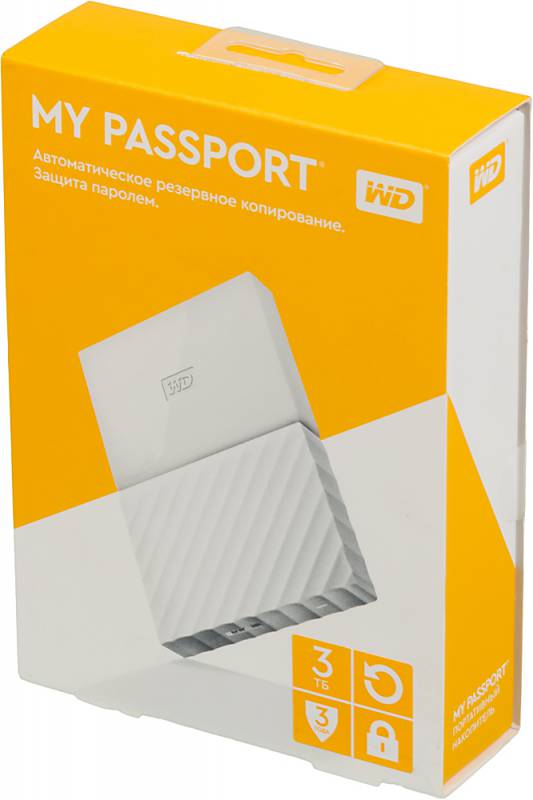 Внешний жесткий диск 3Tb WD WDBUAX0030BWT-EEUE My Passport White (2.5, USB 3.0)
