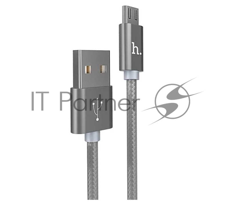 Кабель USB HOCO X2 knitted, USB - Micro USB, 2.4А, 1м, серый