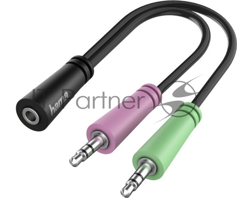 Адаптер аудио Hama H-200351 Jack 3.5 (f)/2xJack 3.5 (m) 0.15м. черный (00200351)