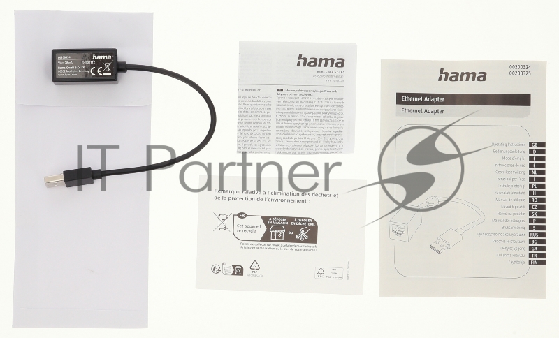 Адаптер Hama H-200324 00200324 USB A (m) RJ-45 (f) черный