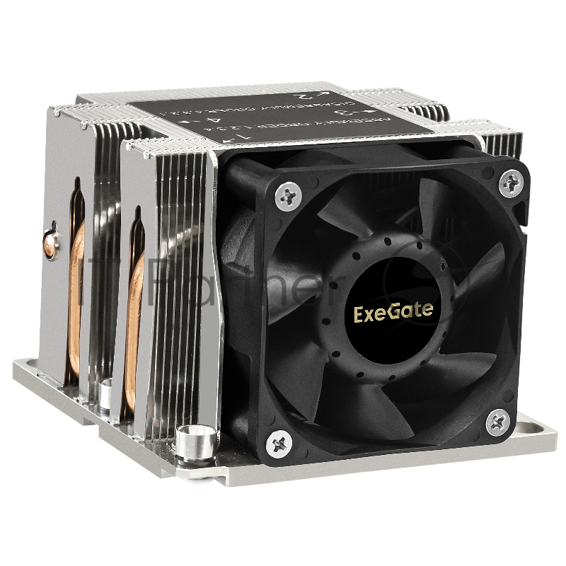 Кулер ExeGate EX293439RUS ESNK-P0068AP4.PWM.2U.3647.Cu (Al+Cu, 2U, 4 тепл. трубки, LGA3647, TDP 205W, PWM, 2100-6800RPM, 2 ball bearing, 4pin, 52db, 430г, на винтах, с термопастой, Retail box)