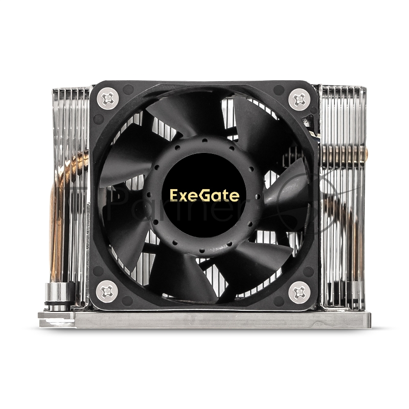 Кулер ExeGate EX293439RUS ESNK-P0068AP4.PWM.2U.3647.Cu (Al+Cu, 2U, 4 тепл. трубки, LGA3647, TDP 205W, PWM, 2100-6800RPM, 2 ball bearing, 4pin, 52db, 430г, на винтах, с термопастой, Retail box)