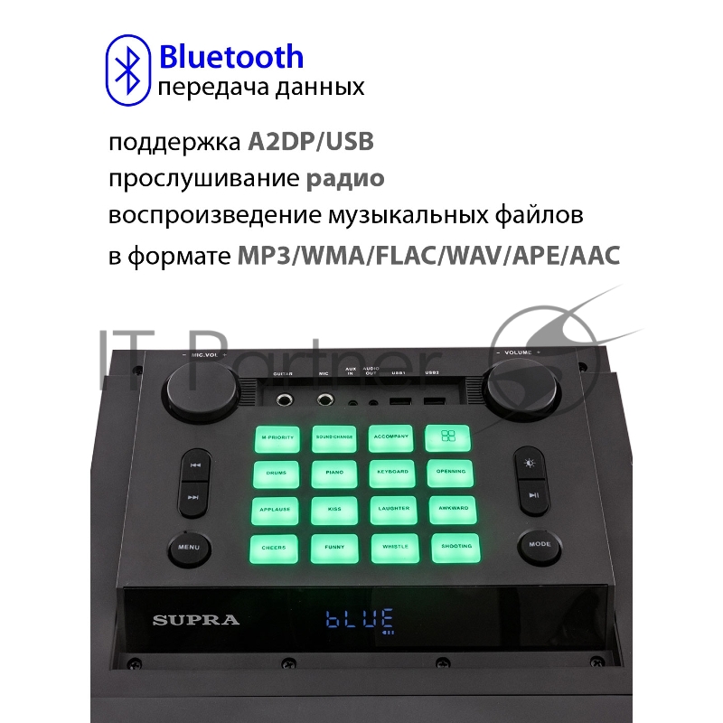 Минисистема Supra SMB-1200 черный 1200Вт FM USB BT SD