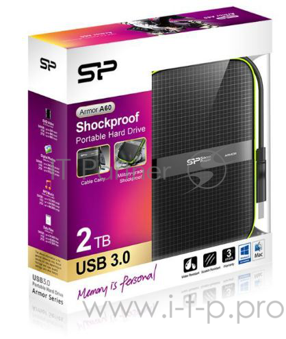 Жесткий диск Silicon Power USB 3.0 2Tb A60 SP020TBPHDA60S3K Armor 2.5 черный