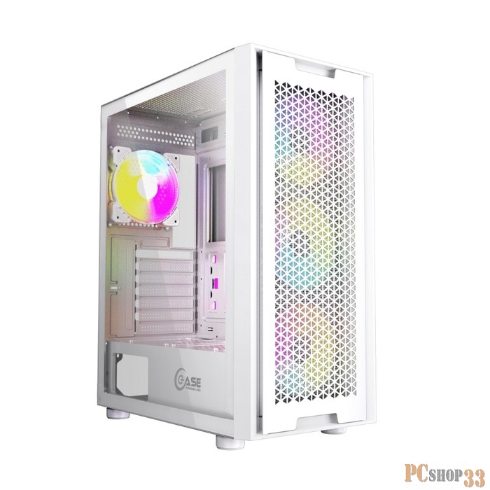 Корпус Powercase Alisio X4W, Tempered Glass, 4x 120mm 5-color fan, белый, ATX (CAXW-L4)