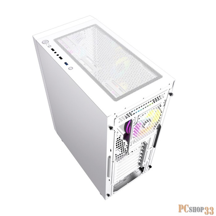 Корпус Powercase Alisio X4W, Tempered Glass, 4x 120mm 5-color fan, белый, ATX (CAXW-L4)