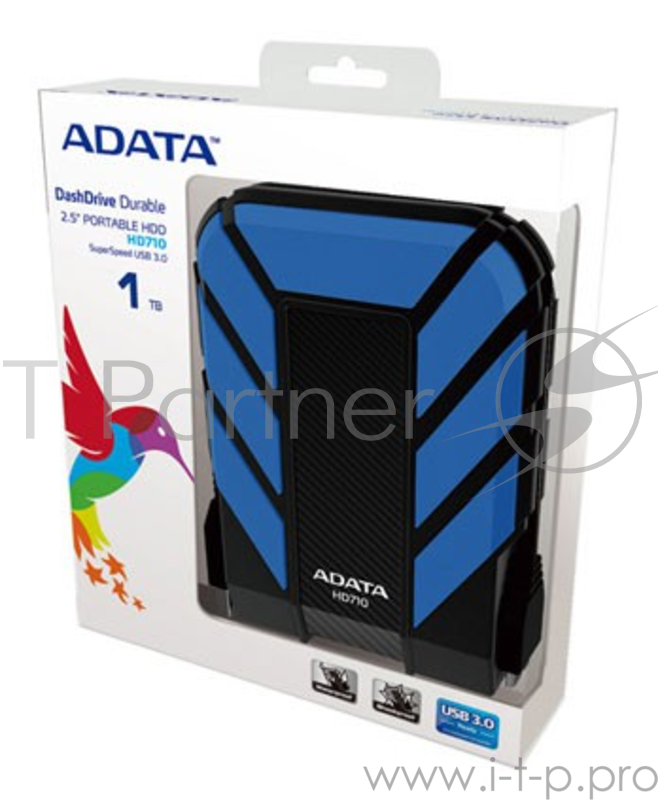 Жесткий диск A-Data USB 3.0 1Tb HD710 DashDrive Durable (5400 об/мин) 2.5 синий