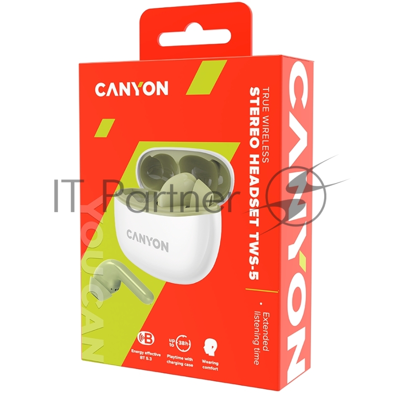 Наушники Canyon TWS-5 Bluetooth Green