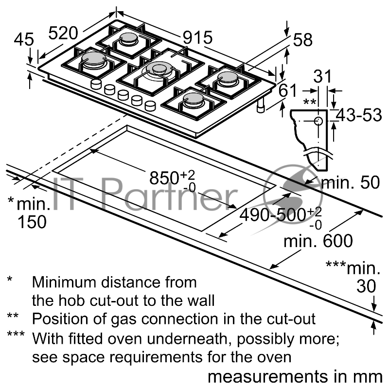 Газовая варочная панель Siemens, IQ500, EP9B6QO90M, черный