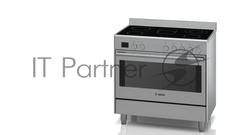 Электрическая плита с духовкой BOSCH HCB738357M Отдельностоящая Series 8, 846-880 x 898 x 600, 5 зон готовки мощностью 1.2-2.2 кВт, духовка на 112 л мощностью 3.1 кВт, 8 режимов работы, гриль, каталитическое покрытие духовки, регулируемая высота плит