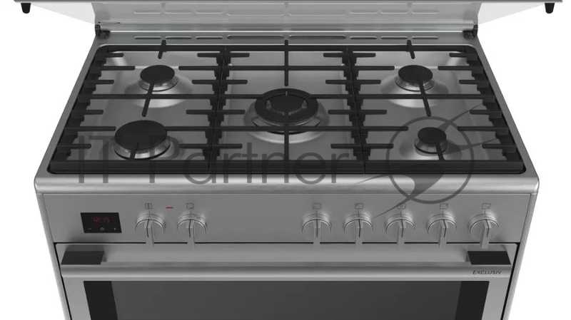 Отдельностоящая плита с газовой варочной поверхностью и электрической духовкой BOSCH HSB738357M Series 8, 846-880 x 898 x 600, 5 конфорок с электроподжигом, духовка мощностью 3.1 кВт на 112 л, 8 режимов работы, гриль, каталитическое покрытие духовки
