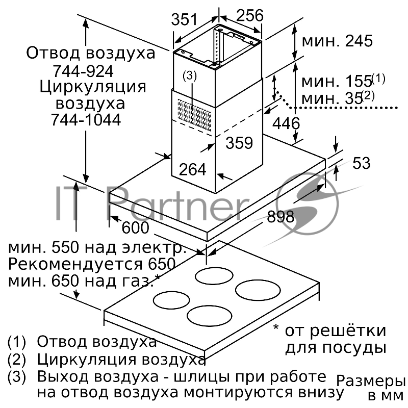 Вытяжка Островная Bosch Серия 4 DIB97IM50, ширина 90 см, нержавеющая сталь