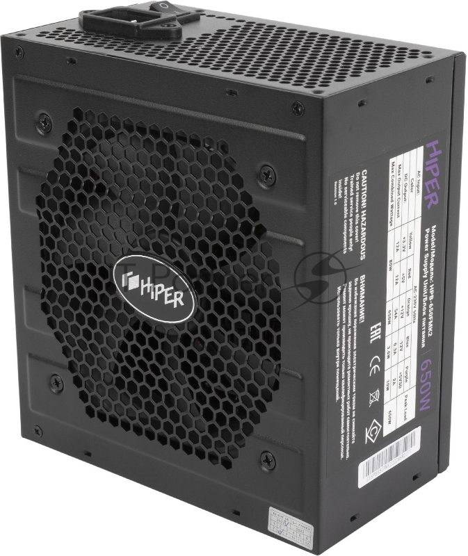 Блок питания Hiper ATX 650W HPB-650FMK2 80+ gold (24+4+4pin) APFC 120mm fan 6xSATA Cab Manag RTL