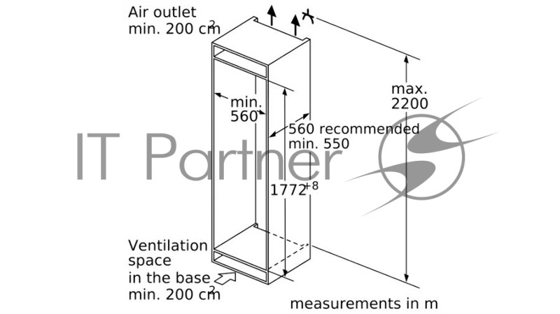 Встраиваемый холодильник BOSCH KIR81AF30M Series 6, 177,5 x 55 см, регулируемые полки, усиленная вентиляция, FreshSense
