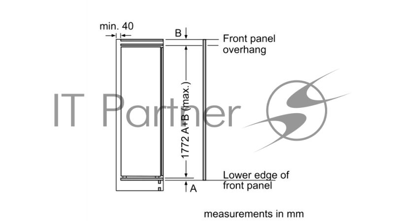 Встраиваемый холодильник BOSCH KIR81AF30M Series 6, 177,5 x 55 см, регулируемые полки, усиленная вентиляция, FreshSense