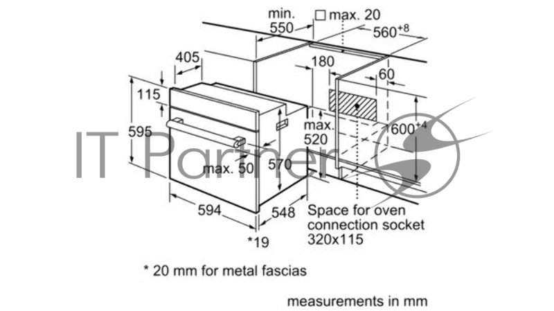 Встраиваеммый духовой шкаф SIEMENS HA010FBR1M IQ100 548x595x595мм 8 режимов готовки Каталитическая парциальная, гидролитическая очистка 3,3КВт Нерж.