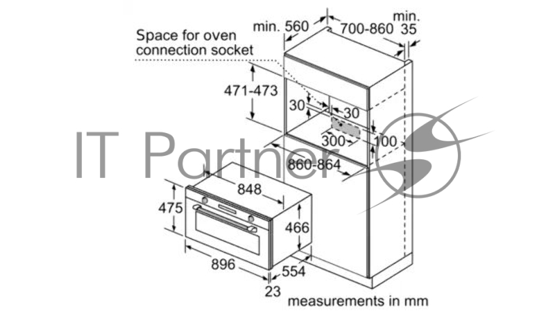 Встраиваеммый духовой шкаф SIEMENS VB011CBR0M IQ100 90*48см, 85л, кнопочное управление, гидролитическая очистка 3,1КВт нержав
