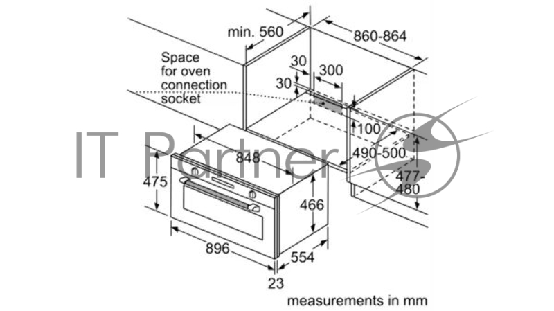 Встраиваеммый духовой шкаф SIEMENS VB011CBR0M IQ100 90*48см, 85л, кнопочное управление, гидролитическая очистка 3,1КВт нержав