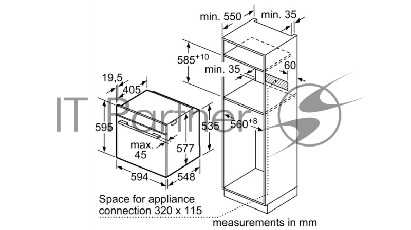 Встраиваемый электрический духовой шкаф Bosch HBG656RS1M Series 8, 595 x 594 x 548, 71 л, 3600 Вт, 13 режимов работы, гриль, каталитическое покрытие EcoClean, 4D HotAir, сенсорное управление, тихое закрытие дверцы духового шкафа