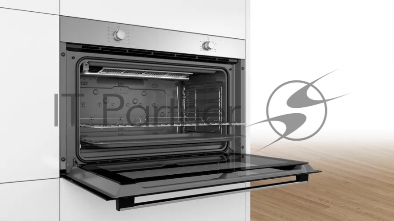 Встраиваемый газовый духовой шкаф Bosch VGD011BR0M Series 2, 594 x 896 x 570, 92 л, 2 режима работы, гриль, частичное каталитическое покрытие, нерж.