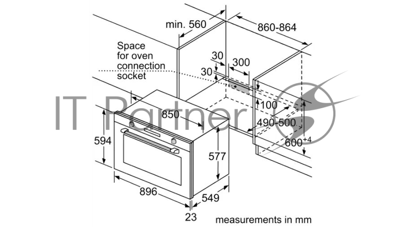 Встраиваемый газовый духовой шкаф Bosch VGD011BR0M Series 2, 594 x 896 x 570, 92 л, 2 режима работы, гриль, частичное каталитическое покрытие, нерж.