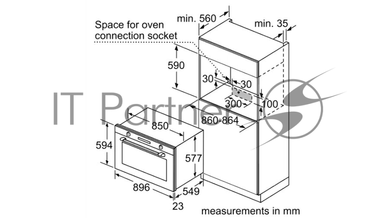 Встраиваемый газовый духовой шкаф Bosch VGD011BR0M Series 2, 594 x 896 x 570, 92 л, 2 режима работы, гриль, частичное каталитическое покрытие, нерж.