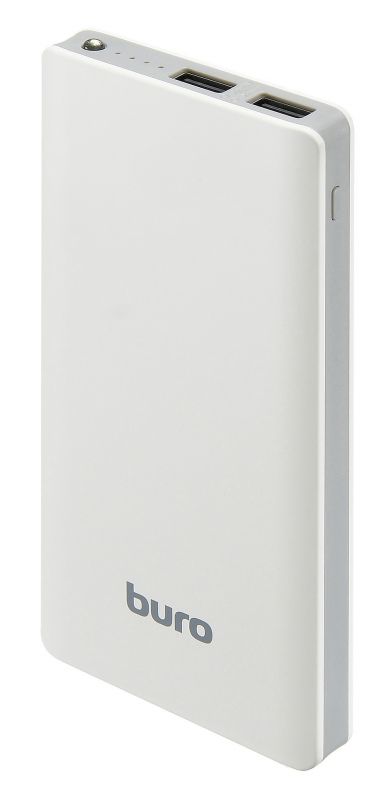 Мобильный аккумулятор Buro RCL-10000-WG Li-Pol 10000mAh 2A белый/серый 2xUSB