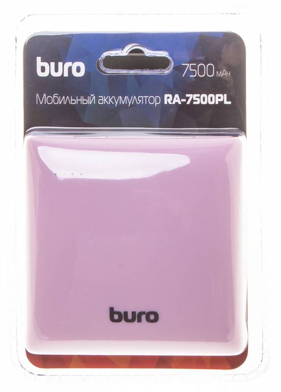 Мобильный аккумулятор Buro RA-7500PL-PK Pillow Li-Ion 7500mAh 2.1A розовый 2xUSB