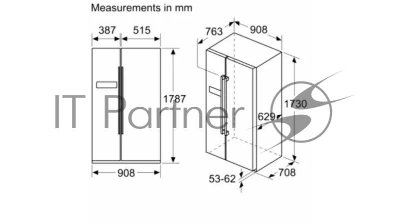 Холодильник Отдельностоящий Side-by-Side SIEMENS KA93NVL30M iQ300 1787x908x707 380/236л 42дБ NoFrost SuperCooling/Freezing MultiAirflow генератор льда