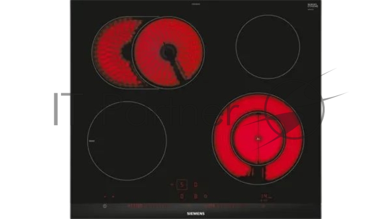 Варочная панель SIEMENS ET675LNV1M iQ300 Встраиваемая электрическая 45x602x520 4 зоны готовки 17 уровней мощности lightSlider HomeConnect FryingSensor