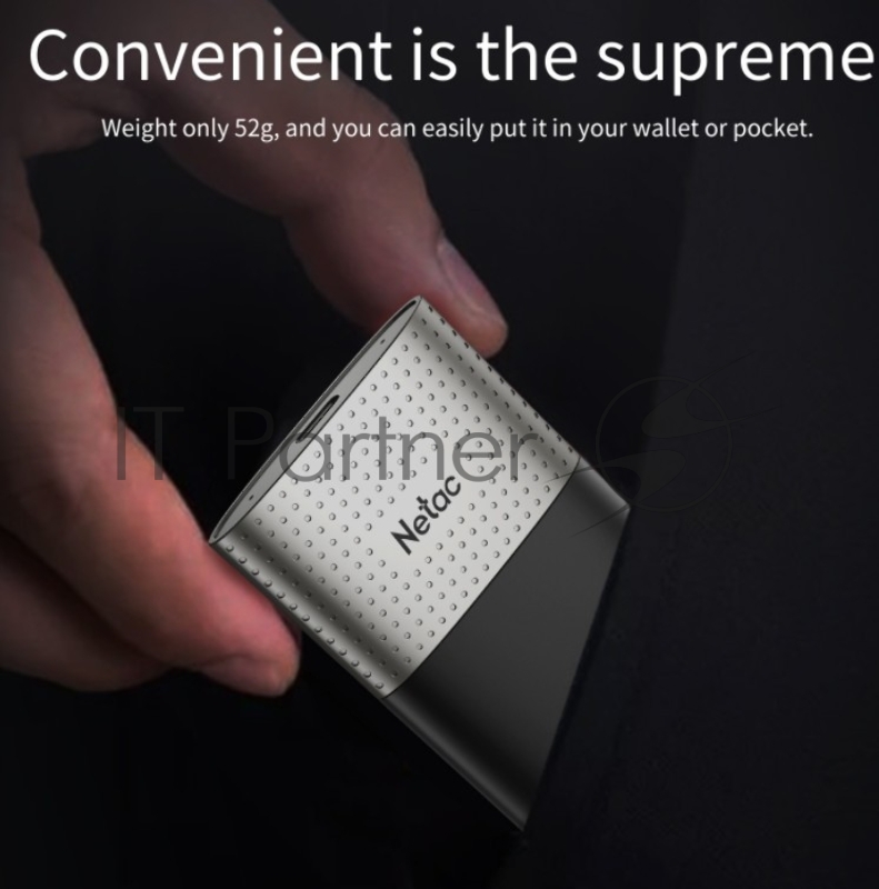 Накопитель SSD External Netac 1.0Tb Z9 <NT01Z9-001T-32BK> (USB3.2, up to 550/480MBs, 90х47.5х11.5mm, Aluminium+Plastic)