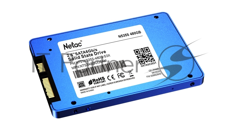Накопитель SSD 2.5 Netac 480Gb N535S Series <NT01N535S-480G-S3X> Retail (SATA3, up to 540/490MBs, 3D TLC, 7mm)