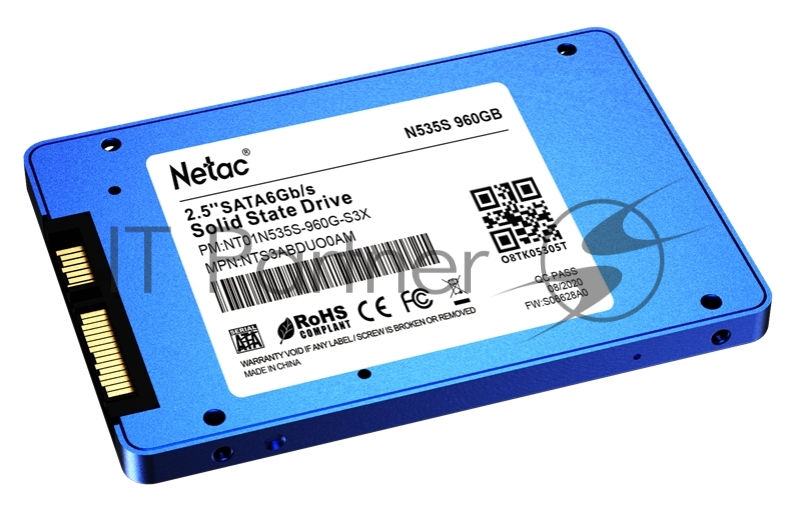 Накопитель SSD 2.5 Netac 960Gb N535S Series <NT01N535S-960G-S3X> Retail (SATA3, up to 560/520MBs, 3D TLC, 7mm)