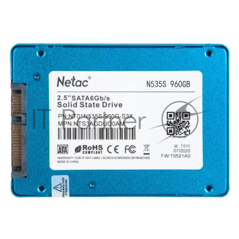 Накопитель SSD 2.5 Netac 960Gb N535S Series <NT01N535S-960G-S3X> Retail (SATA3, up to 560/520MBs, 3D TLC, 7mm)