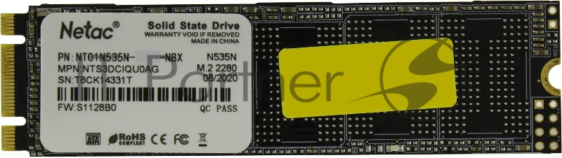 Накопитель SSD M.2 Netac 512Gb N535N Series <NT01N535N-512G-N8X> Retail (SATA3, up to 540/490MBs, 3D TLC, 22х80mm)