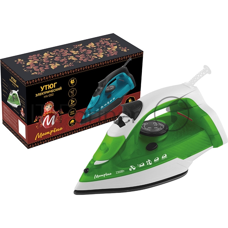 Утюг МАТРЁНА МА-050 зеленый (2300Вт, пар, спрей, пар.удар, самооч., керам. подошва)