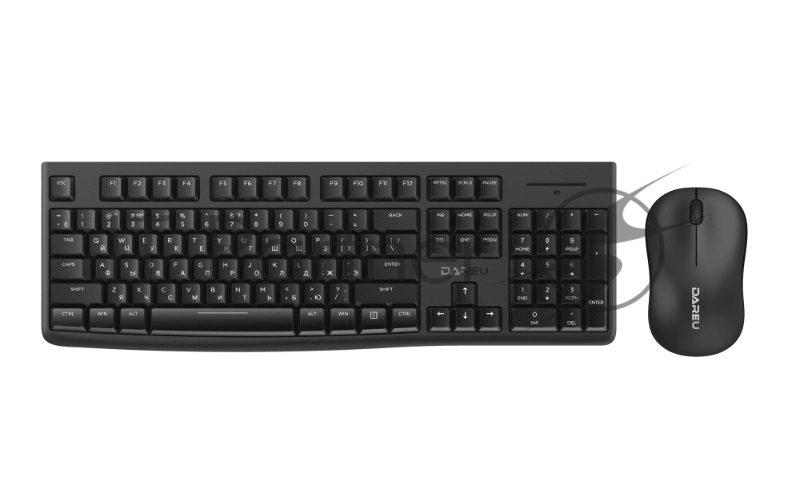 Комплект беспроводной Dareu MK188G Black (черный), клавиатура LK185G (мембранная, 104кл, EN/RU) + мышь LM106G (DPI 1200), ресивер 2,4GHz