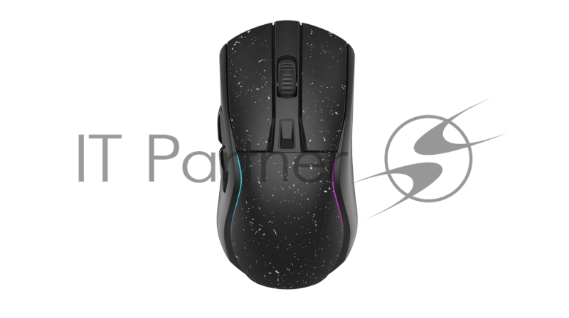 Мышь игровая беспроводная Dareu A950 Black (черный), DPI 400/800/1600/3200/6400/12000, подключение Tri-mode: проводное+2.4GHz+BT, встроенный аккумулятор 930mAh, зарядная станция, подсветка RGB, размер 123x64x39мм