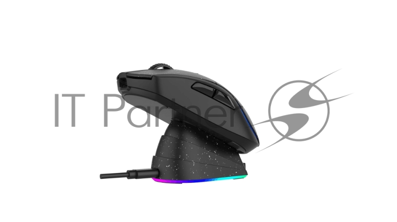 Мышь игровая беспроводная Dareu A950 Black (черный), DPI 400/800/1600/3200/6400/12000, подключение Tri-mode: проводное+2.4GHz+BT, встроенный аккумулятор 930mAh, зарядная станция, подсветка RGB, размер 123x64x39мм