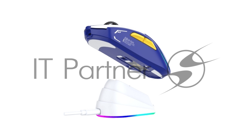 Мышь игровая беспроводная Dareu A950 Mecha Blue (синий), DPI 400/800/1600/3200/6400/12000, подключение Tri-mode: проводное+2.4GHz+BT, встроенный аккумулятор 930mAh, зарядная станция, подсветка RGB, размер 123x64x39мм