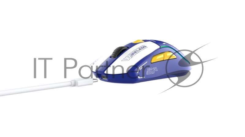 Мышь игровая беспроводная Dareu A950 Mecha Blue (синий), DPI 400/800/1600/3200/6400/12000, подключение Tri-mode: проводное+2.4GHz+BT, встроенный аккумулятор 930mAh, зарядная станция, подсветка RGB, размер 123x64x39мм