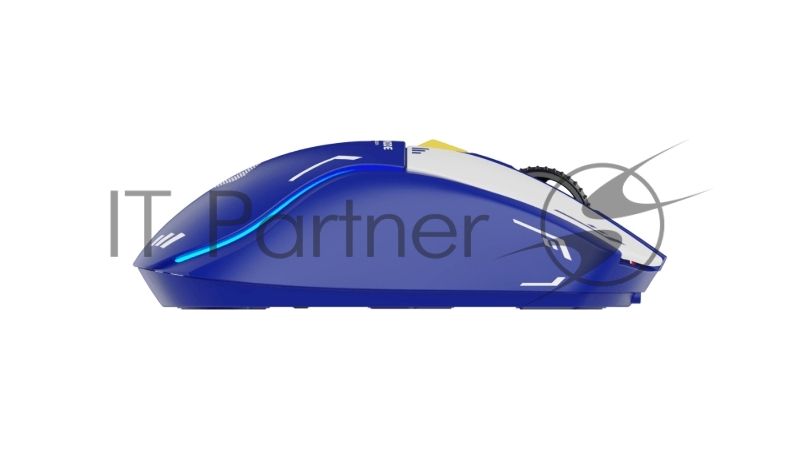 Мышь игровая беспроводная Dareu A950 Mecha Blue (синий), DPI 400/800/1600/3200/6400/12000, подключение Tri-mode: проводное+2.4GHz+BT, встроенный аккумулятор 930mAh, зарядная станция, подсветка RGB, размер 123x64x39мм