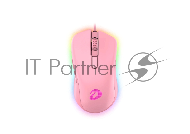 Мышь игровая проводная Dareu EM908 Pink (розовый), DPI 600-10000, подсветка RGB, USB кабель 1,8м, размер 122.36x66.79x39.83мм