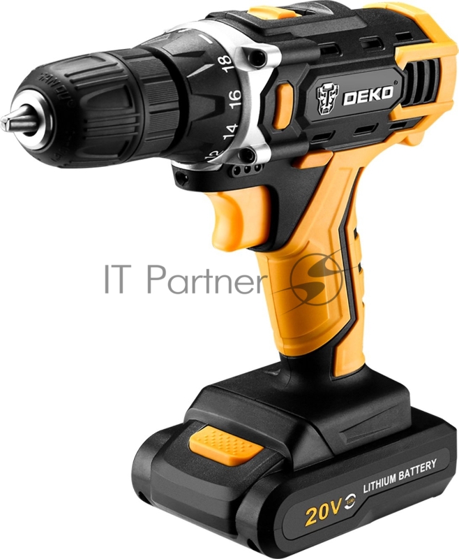 Аккумуляторная дрель-шуруповерт 20В DEKO DKCD20FU-Li + набор 63 инструмента в кейсе, 2x3.0Ач, з/у
