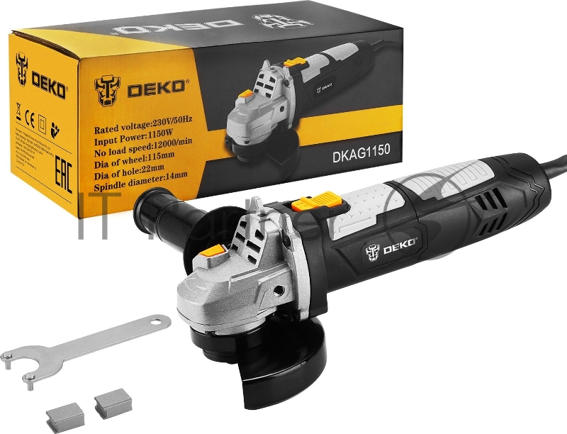 Углошлифовальная машина Deko DKAG1150 1150Вт 12000об/мин рез.шпин.:M14 d=125мм