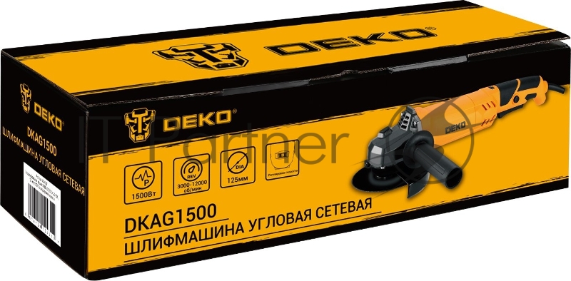 Углошлифовальная машина Deko DKAG1500 1500Вт 12000об/мин рез.шпин.:M14 d=125мм
