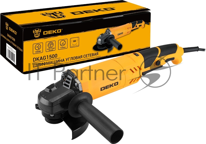 Углошлифовальная машина Deko DKAG1500 1500Вт 12000об/мин рез.шпин.:M14 d=125мм