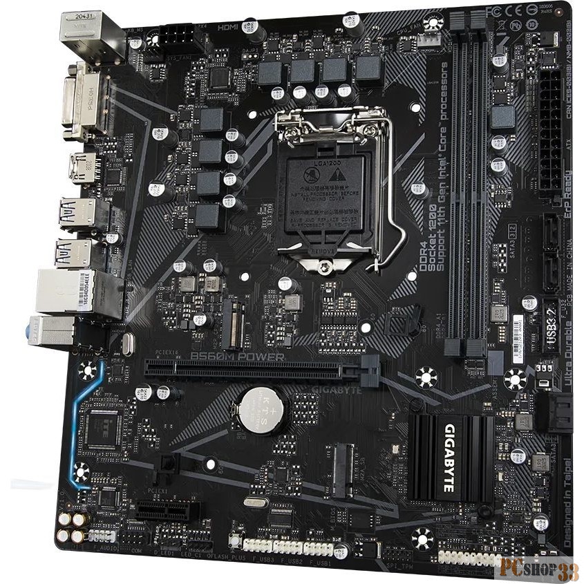 Материнская плата Gigabyte B560M POWER, Socket 1200, Intel®B560, 2xDDR4-3200, DVI-D+HDMI, 1xPCI-Ex16, 1xPCI-Ex1, 4xSATA3, 2xM.2, 8 Ch Audio, GLan, (2+6)xUSB2.0, (4+2)xUSB3.2, 2xPS/2, mATX, RTL