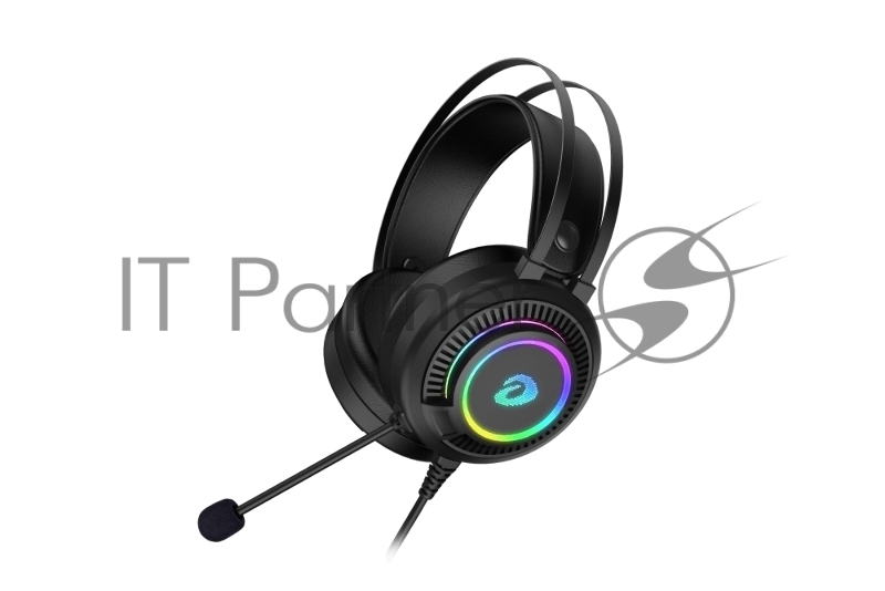 Гарнитура игровая проводная Dareu EH416 Black (черный), подсветка RGB, подключение USB+3.5мм